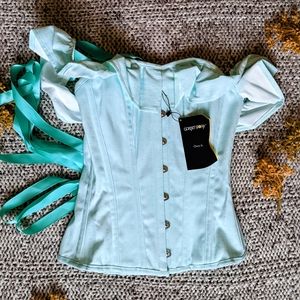 CORSET STORY VINTAGE STYLE STRAIGHT LINE OVERBUST WITH OFF SHOULDER COLLAR